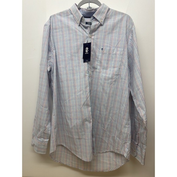 Izod Other - IZOD Performance Comfort Shirt Large Long‎ Sleeve Stretch Button Down Check #59